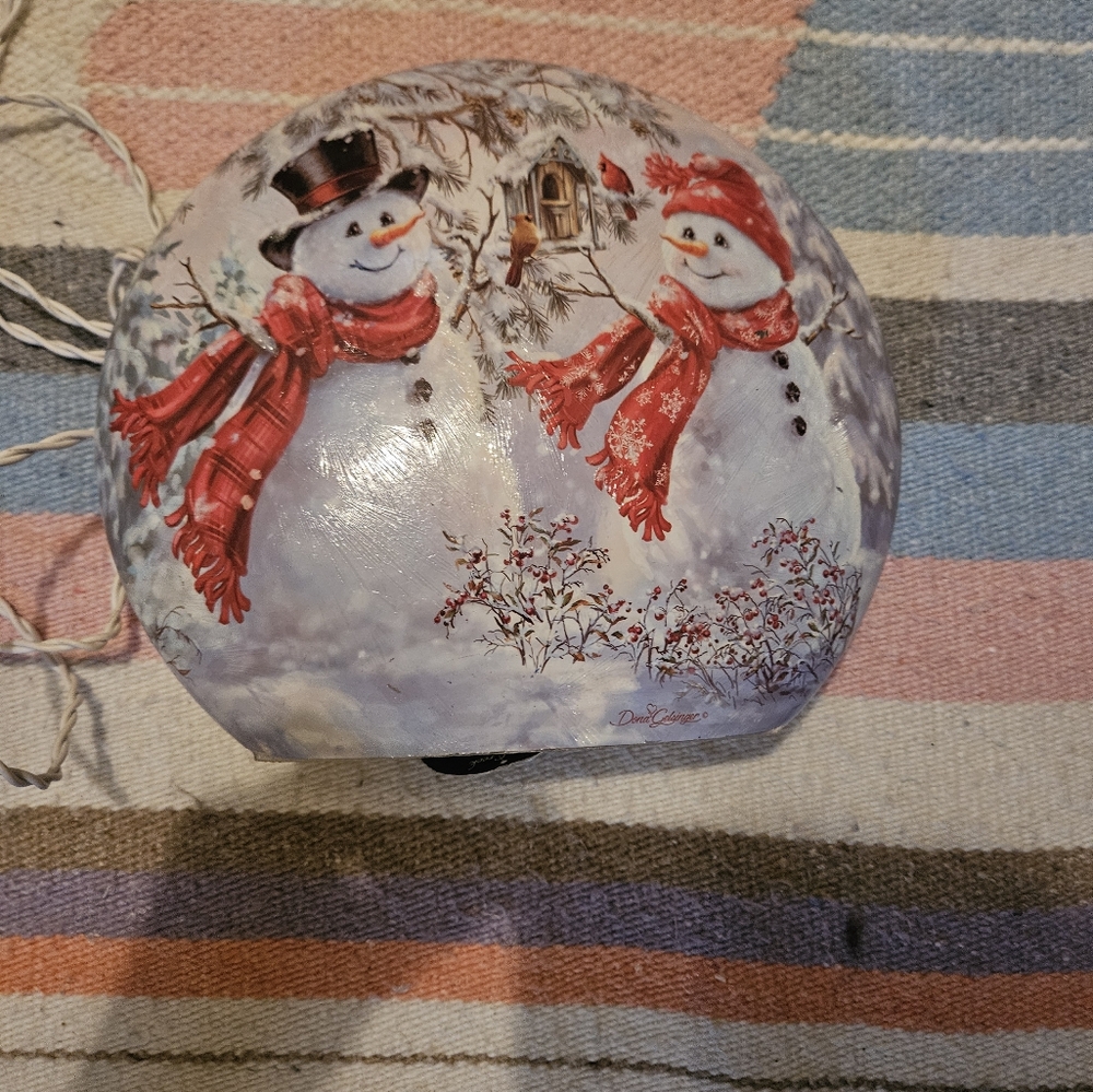 Frosted Glass Snowman Open Bottom Globe with Lights KRINGLE CANDLE